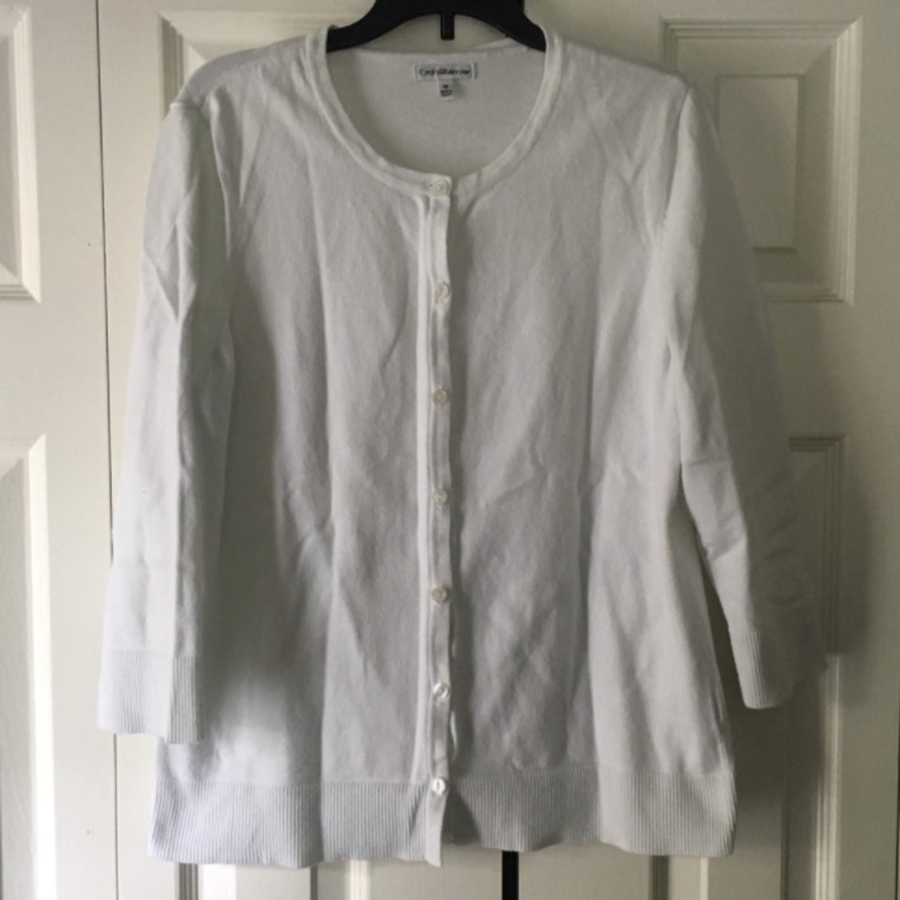 CROFT & BARROW White Cardigan 3/4 Sleeve